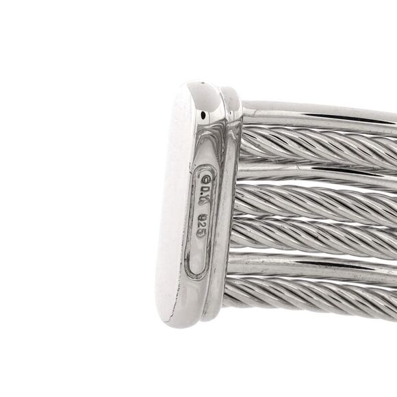 David Yurman Three Row Crossover Cuff Bracelet Sterling Silver with Diamonds 23m - Picture 3 of 3
